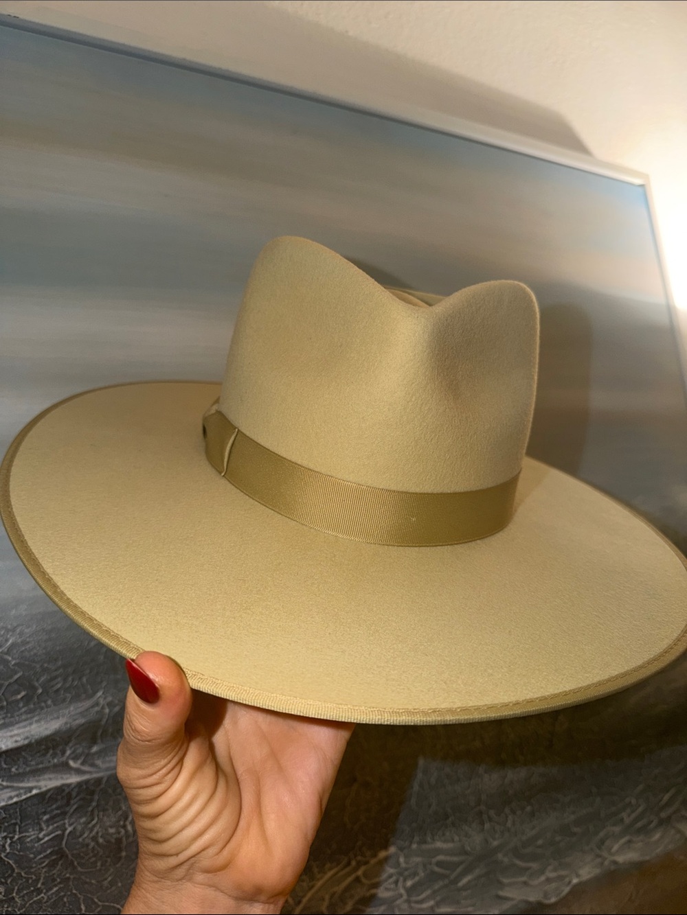 Lack of Color Pistachio Rancher Hat Wide Brim Felt Fedora Sz. M 57 cm Like New - Picture 9 of 11
